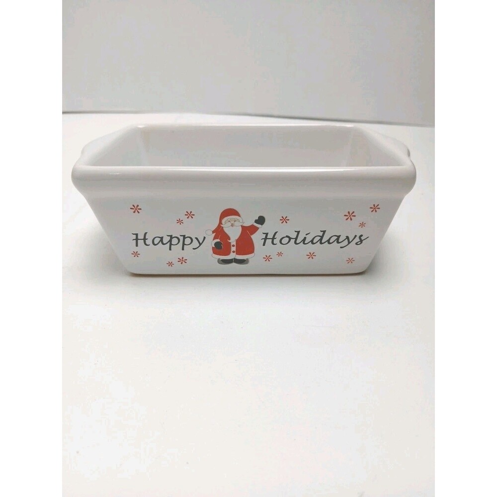 Michael’s Stoneware Christmas White Ceramic Happy Holidays Mini Loaf Pan